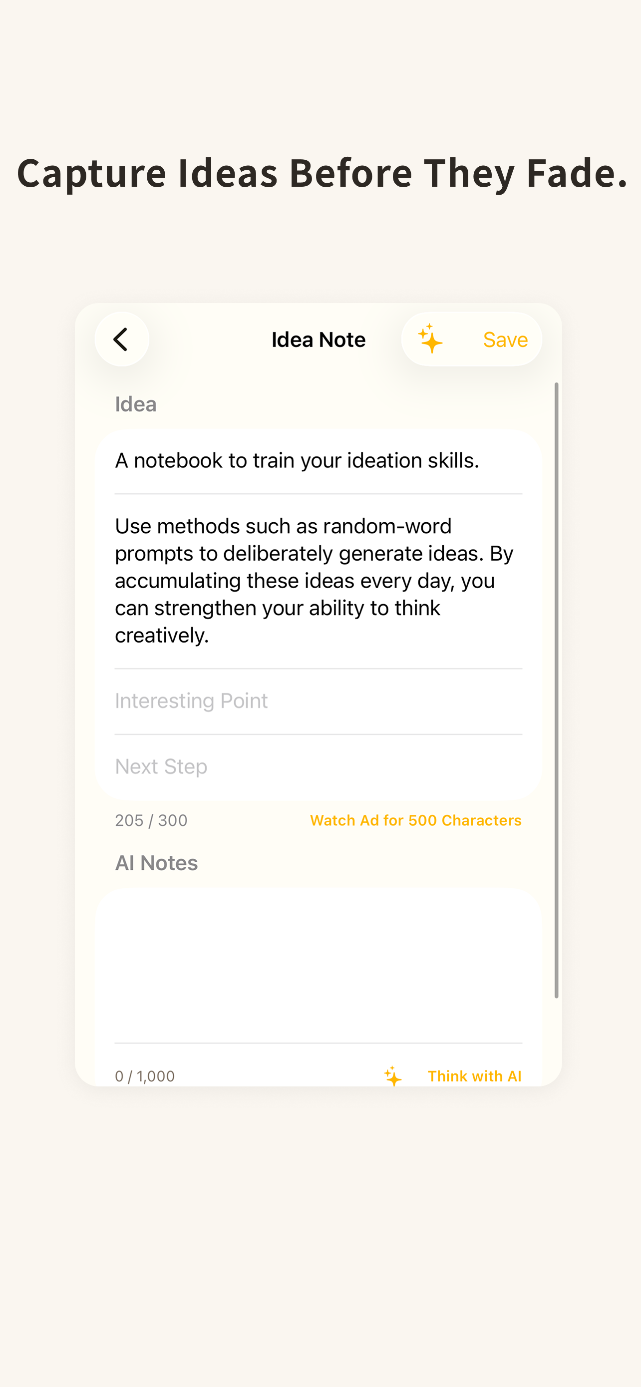 An Idea Note for capturing and developing an idea