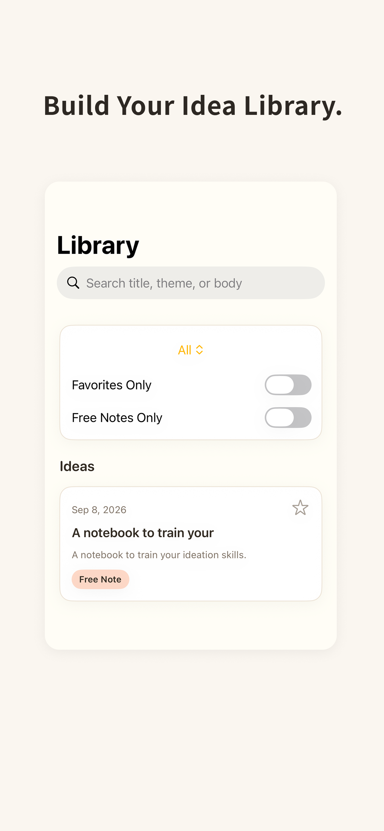 The Library for searching saved ideas
